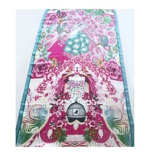 180CM PURE SILK Long Scarf Neck Head Hair Wrap Sheer Pink Shawl Peacock Floral