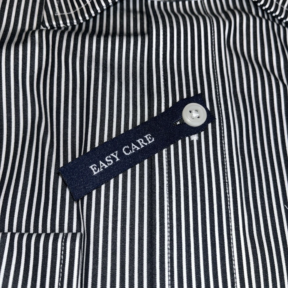 Camisa de vestir para hombre American Living Easy Care manga larga a rayas negras y azules Foto 4 de 4