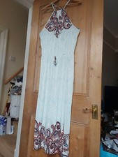 Folia Sleeveless T -Bar  Dress 16/18 Paisley Trim Maxi Dress