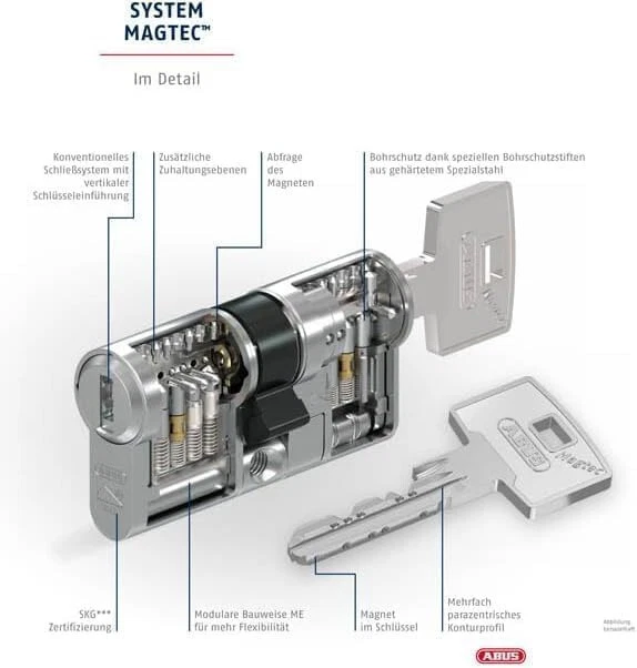 Serratura di sicurezza doppio cilindro ABUS MAGTEC 2500 incl. 3 chiavi di sicurezza - Immagine 2 di 4