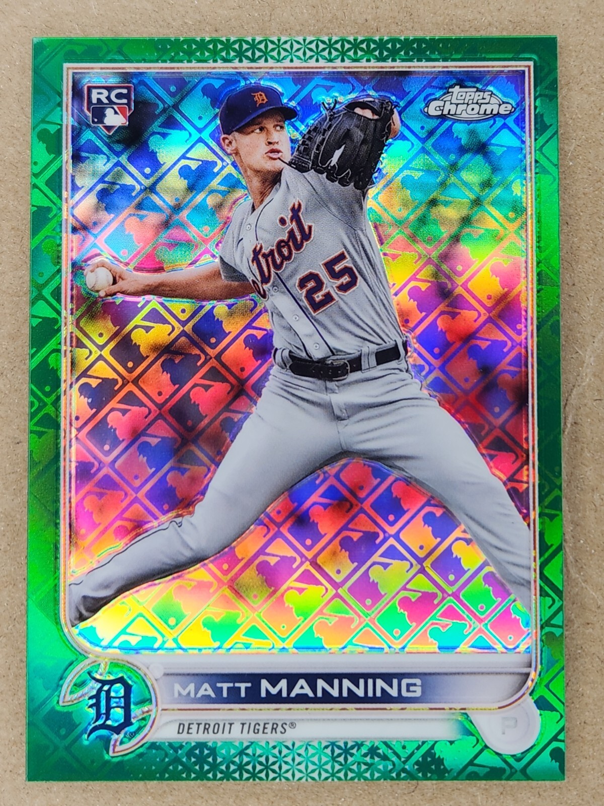 2022 Topps Chrome Logofractor Green parallel Matt Manning RC 12/99 Tigers #34