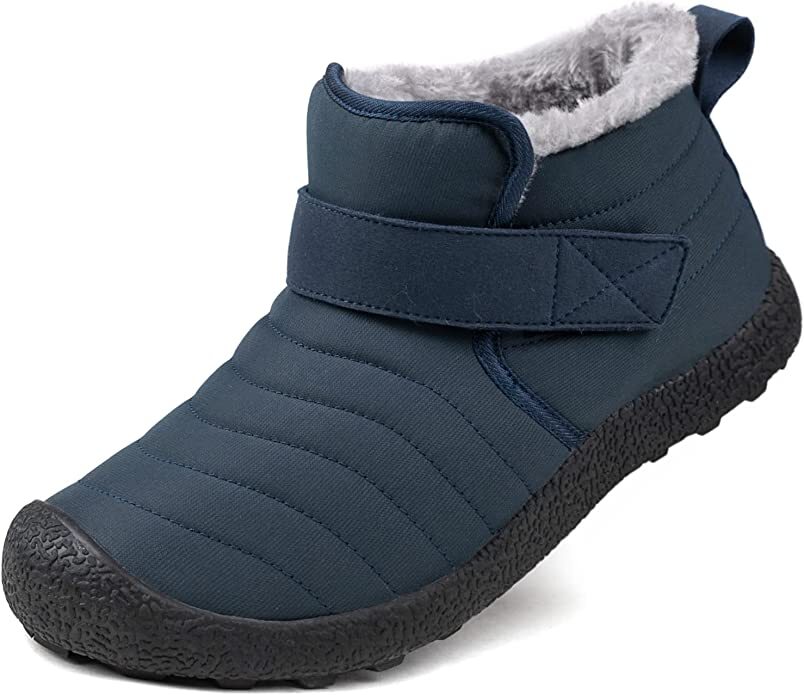 Men’s Cozy Snow Boots with Fuzzy Faux Fur Warm Ankle Boots Outdoor house  Shoes