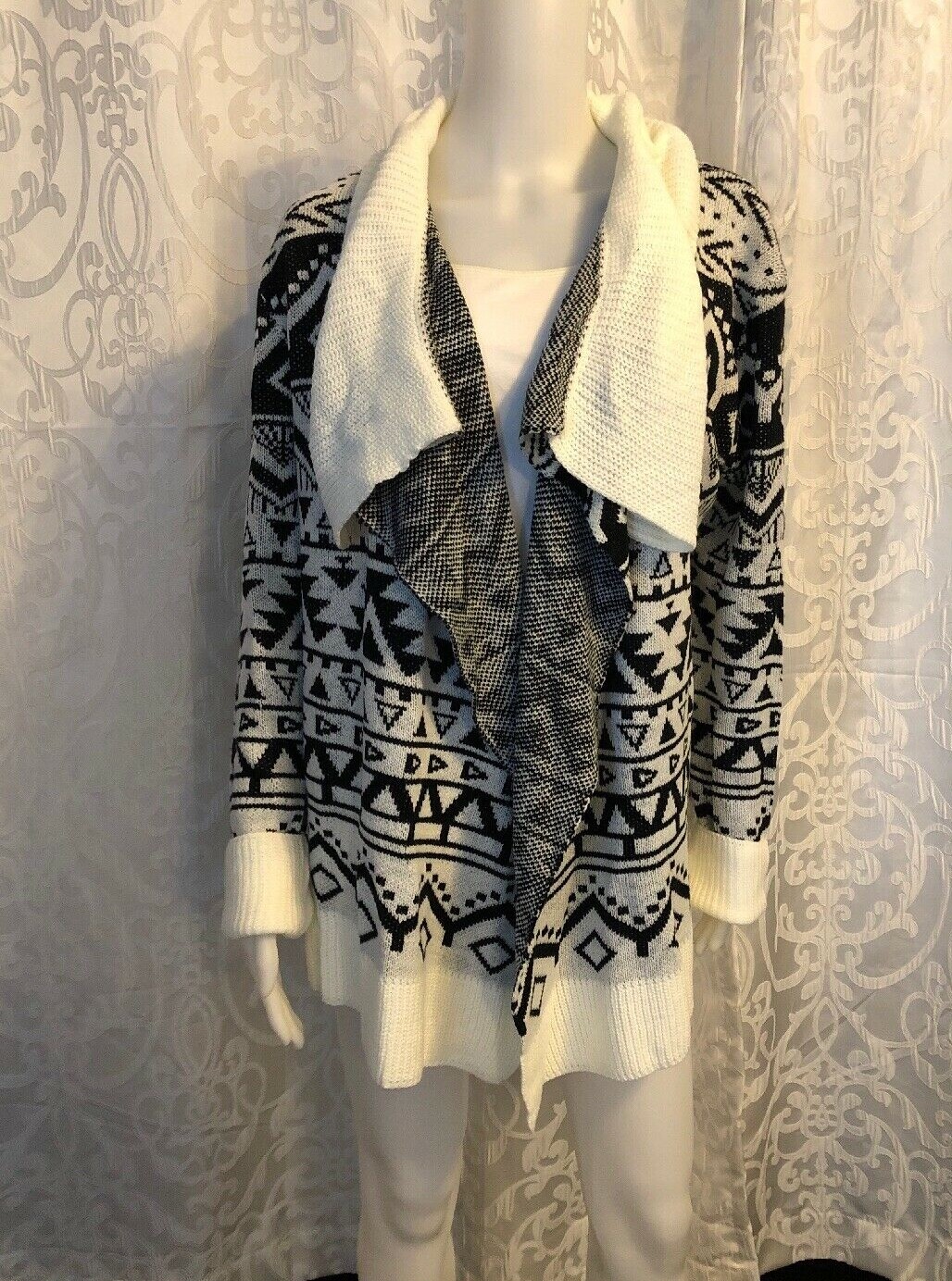 Elodie Black & Cream Cardigan Womens Large eBay