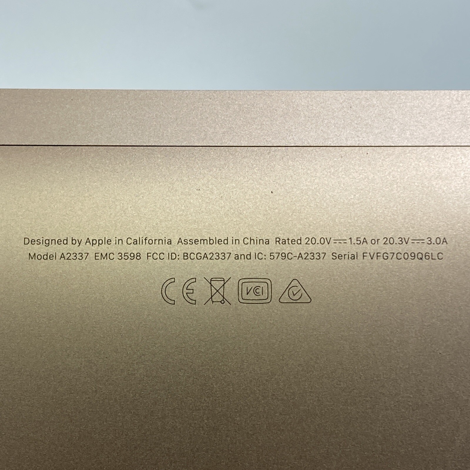 Apple MacBook Air M1 13 A2337 2020 Rose Gold Serial No FVFG7C09Q6LC apple-macbook-air-m1-13-a2337-2020-rose-gold-serial-no-fvfg7c09q6lc