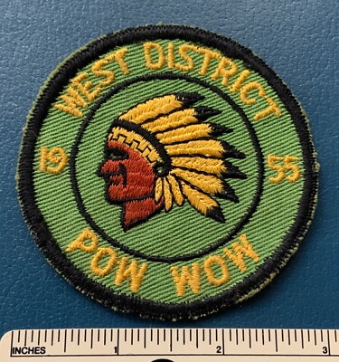 Vintage 1955 WEST DISTRICT Boy Scout Pow Wow PATCH Chief BSA DP Camp Badge