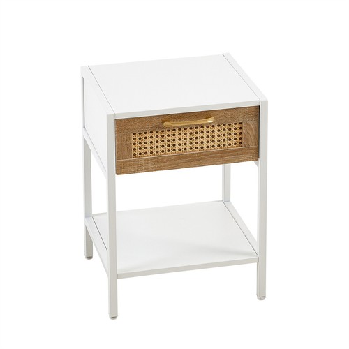 15.74" Rattan Nightstand with Drawer Bedside Table End Table for Living Room - 第 40/83 張圖片