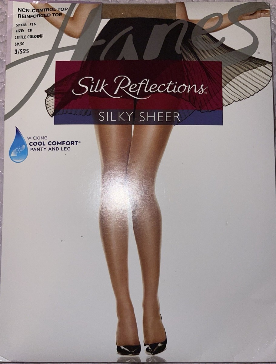 Silky Sheer Non Control Top Tights Reinforced Toe Plus Size Non