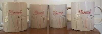 Menards Mugs--Matching Set of 4; New Old Stock; Collectible; Vintage Tool Theme