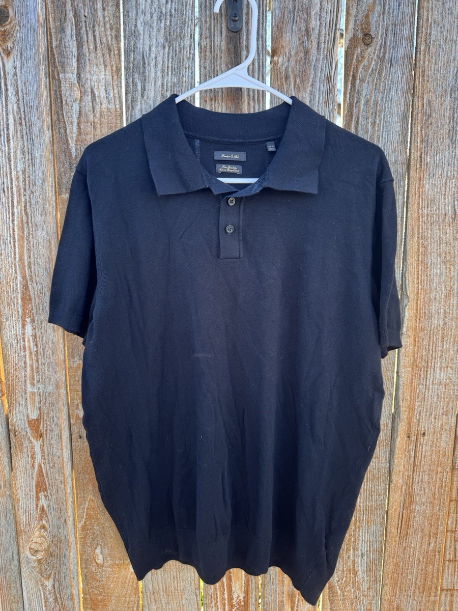 Porter & Ash Polo Shirt Men's Size XL Black Luxury Knitwear Preppy