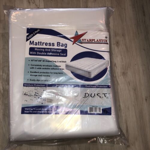 2-Pack Heavy Duty 5 Mil Thick Mattress Moving/ Storage Bags, Queen Size