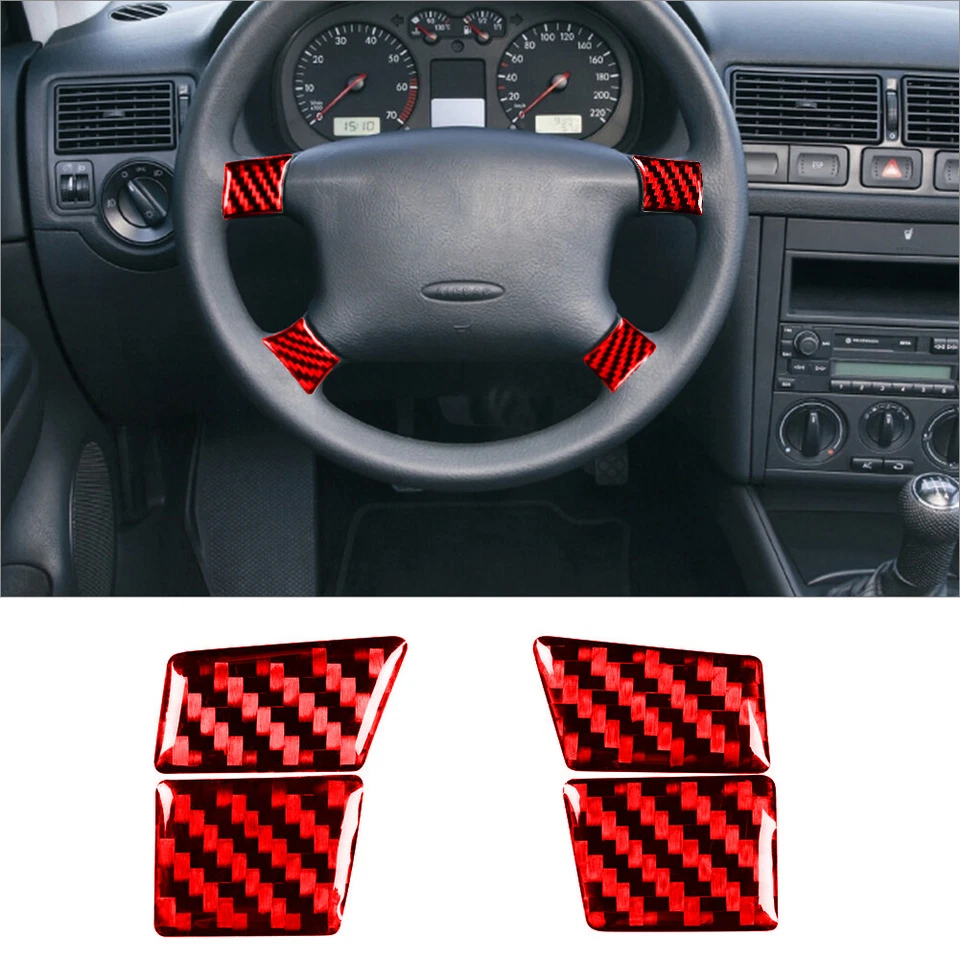 Kit de cubierta interior completo de fibra de carbono roja de 26 piezas para Volkswagen Golf 1999-04 Foto 2 de 4