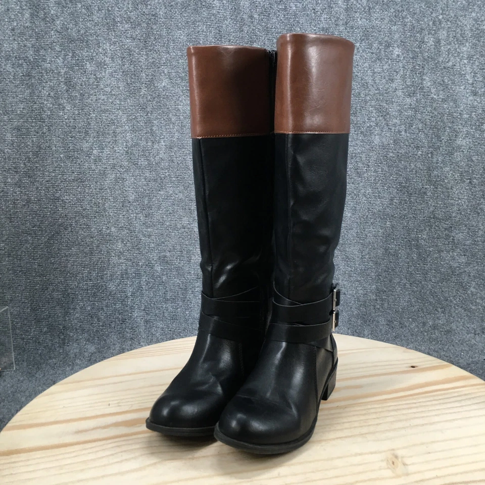 Botas Arizona para mujer 7 M Denmar altas hasta la rodilla montar negras imitación cuero cremallera Foto 3 de 4