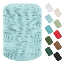 Macrame Cord 3mm x 380Yards 1140Feet Natural Cotton Macrame Rope - 4 Strands ...