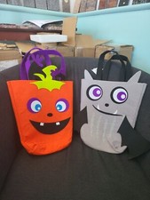 NWT Halloween Felt Trick Or Treat Bags Pumpkin  Bat