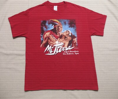 Gildan Aztec T Shirt Mens Large Mi Tierra Cafe Panaderia San Antonio Texas Red