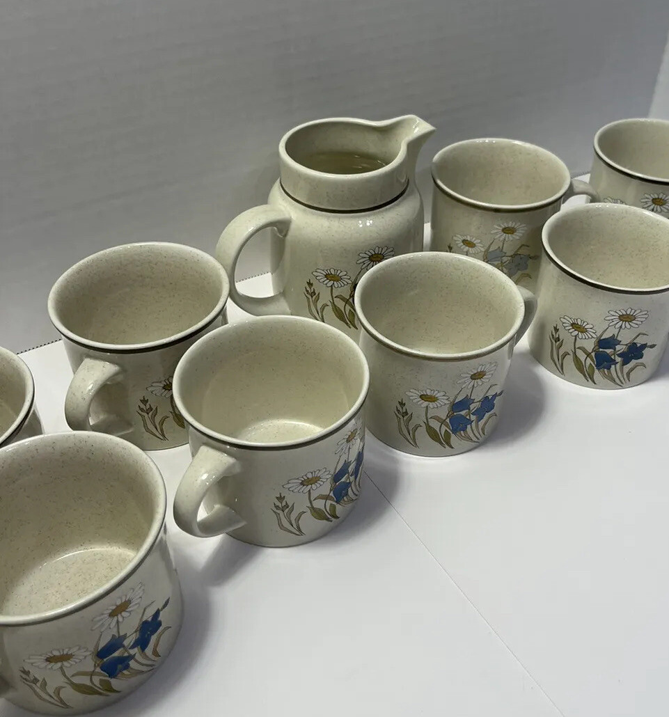 Royal Doulton Lambethware Hill Top Set of 9 Coffee Cups
