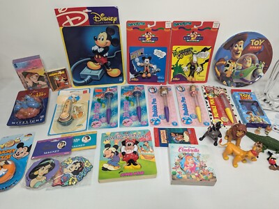 Huge Disney Collectibles Lot Vintage Bubble Pens Bendems Yo-Yo Books Toys