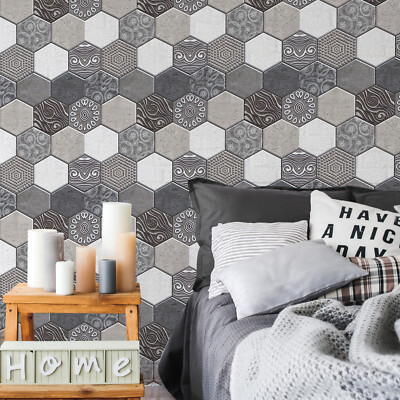 Panel Self-adhesive Wallpaper 3D Tile Brick Wall Sticker Waterproof 10/20Pcs PVC