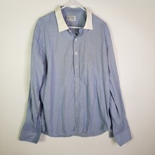 Charles Nakhle Dress Shirt Mens 2XL Australian Fine Two Ply Cotton Blue