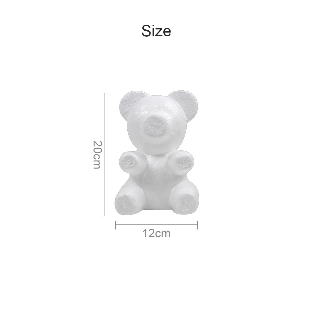 6PCS 20cm Polystyrene Styrofoam White Foam Bear Mold Artificial Flower Rose  Bear