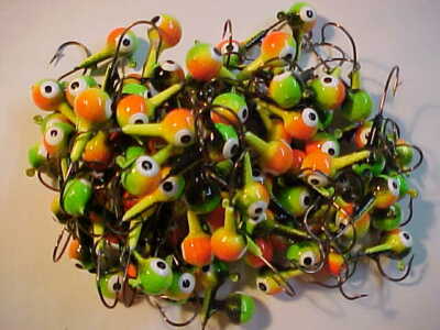 50 NEW 1/4 OZ.  LEAD JIG HEADS   WALLEYE JIGS DARK FIRE TIGER