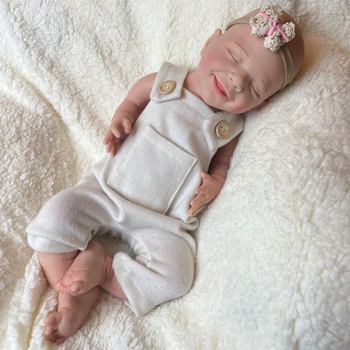 18" Lifelike Reborn Baby Full Silicone Body Floppy Newborn Doll Painted April - Picture 7 of 14