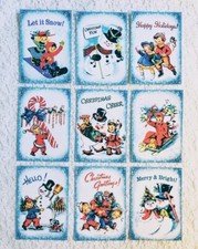 Set of 9 Cards Vintage Christmas Snow Friends Pocket Pen Pal Cards only 190N