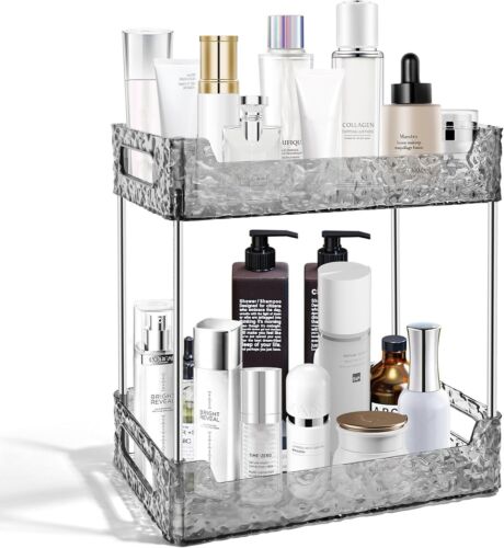 2-Tier Bathroom Counter Organizer for Makeup & Skincare - Grey