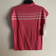 W By Worth Women M Coral Dream Striped Dolman Sleeve Mock Neck Sweater NWT