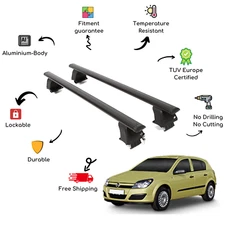 Bare Roof Rack Cross Bars Set for OPEL / VAUXHALL Astra H 5 Door 04-11 Black