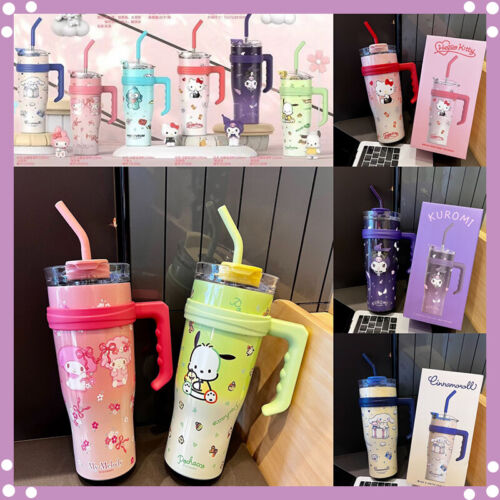 Cartoon Large Capacity Straw Stainless Steel Bottle 1200ml Sanrio Thermos Bottle