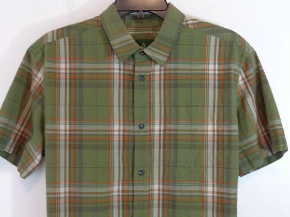 prana plaid short sleeve button down shirt