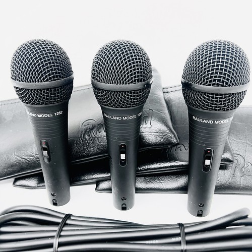 Lot of 3 New Rauland 1282 Microphones, 3 Bags, 1 Stand Adjuster, 1 Cable 🔥