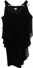 Avenue Women's Dress Black Beaded Alani  Size 14 NWT~Cold Shoulder Black Tie