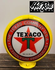 TEXACO PETROLEUM PRODUCTS Reproduction 13.5" Gas Pump Globe - (Yellow Body)
