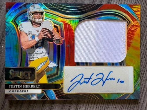 Justin Herbert 2024 Select Jumbo Signature Swatches Tie-Dye  /25 Patch Auto Card
