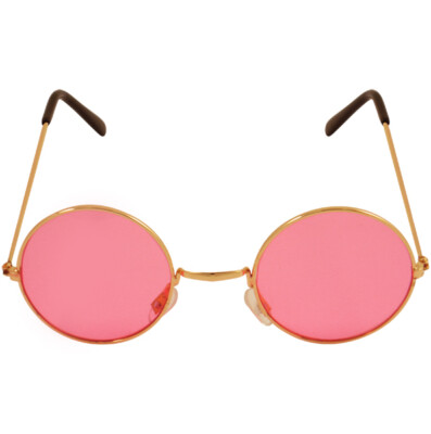Retro 60s Themed Novelty Unisex Fancy Dress Hippy Lennon Pink Round Sun  Glasses UK