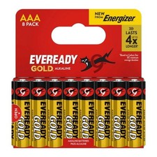 Eveready AAA Alkaline Gold Batteries 8 Pack Long Lasting Power for Household Use