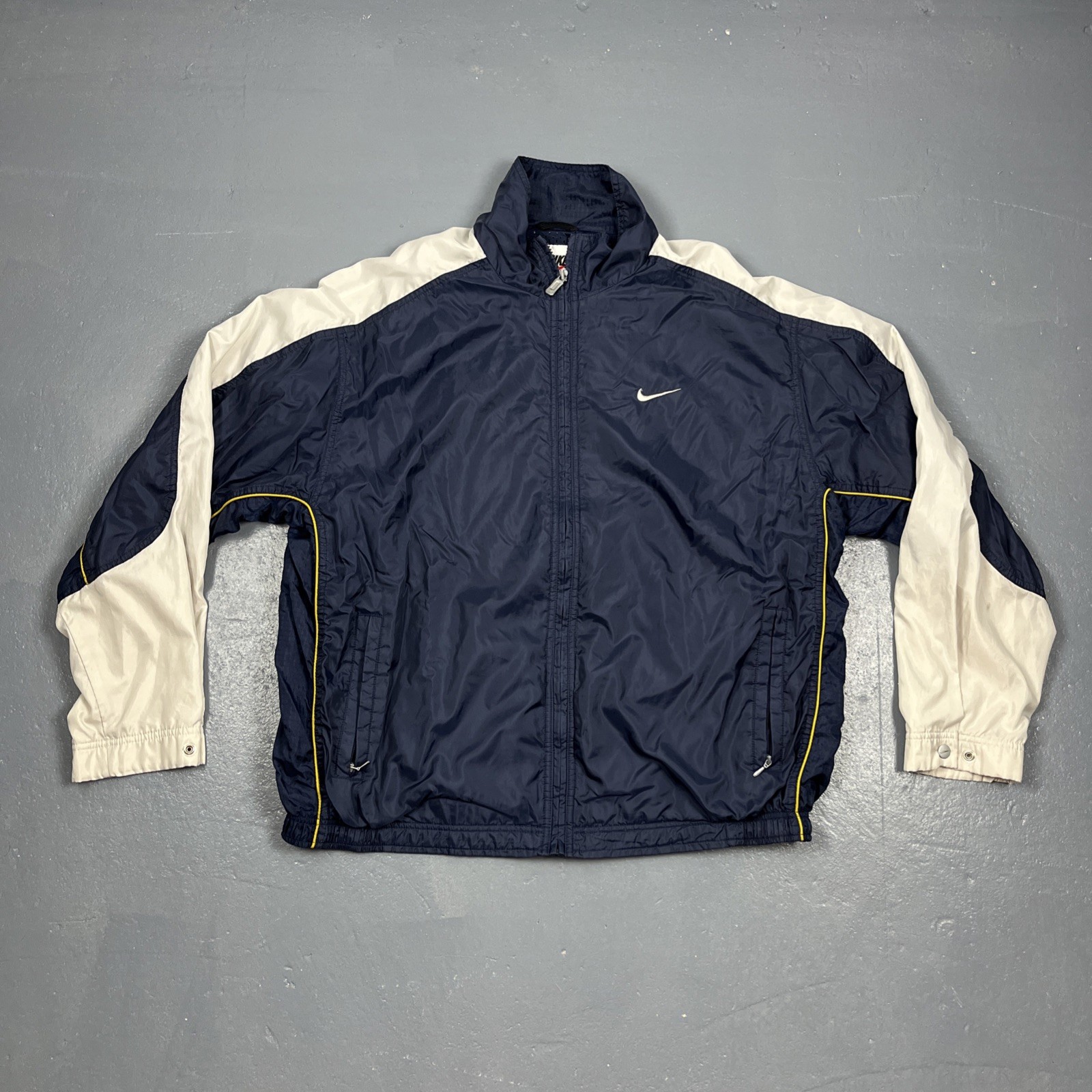 SACAI X NIKE Giacca a vento Nike vintage anni 90 blu full zip grande etichetta bianca vintage sportiva