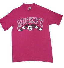 Vtg Disney Designs Mickey Mouse T-Shirt Size S/M Pink Made In Usa 90’s
