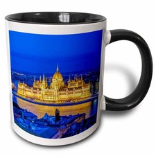 3dRose Hungarian Parliament at Twilight. Two Tone Mug, 11 oz, Black,mug_207864_4