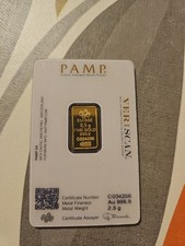 PAMP 2.5 Gram Gold Bar Minted Lady Fortuna Certified, Sealed 4271.13 per troy oz