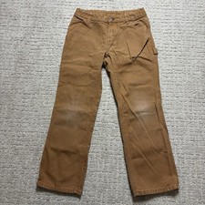 Carhartt Pants Boys Size 10 Brown Duck Carpenter Utility Cargo Work Wear 24x23 