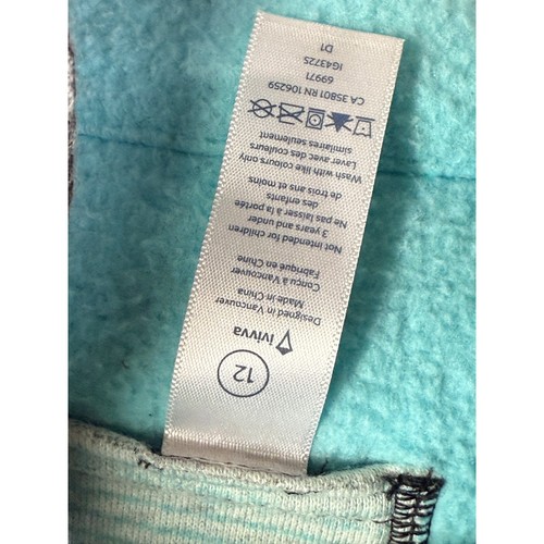 Ivivva by Lululemon Zip Up Scuba Hoodie Jacket Striped Kids Mint Black Youth 12 - Picture 6 of 10