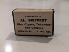 Al Seiffert Alliance Nebraska Tobacco Cigar Advertising Celluloid  Match Safe