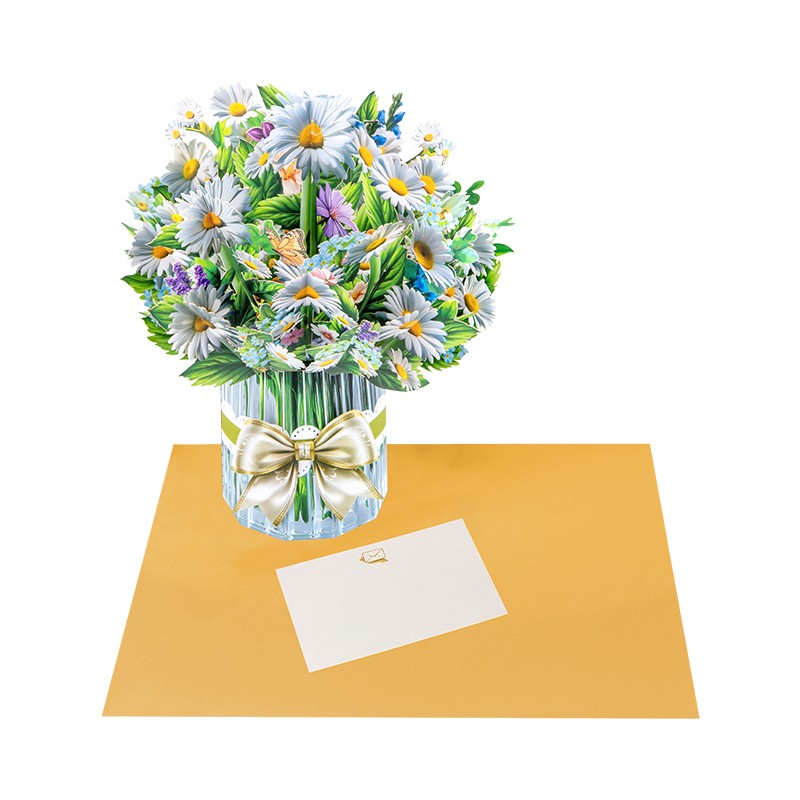 Garden Grace Daisies & Butterflies 3D Pop Up Floral Vase Card