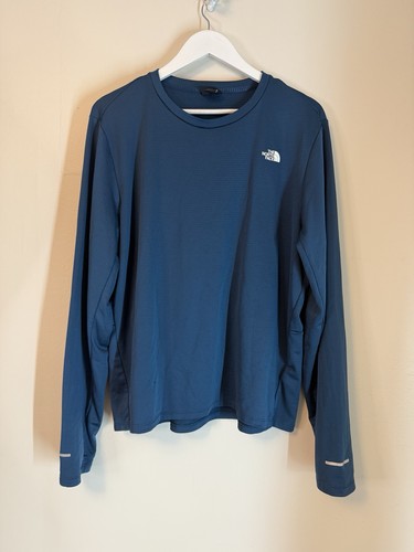 The North Face Crewneck Long Sleeve Layer T Shirt Blue XL Thumb Holes - Picture 2 of 9