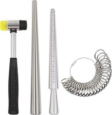 Precision Ring Sizer Mandrel Set with Soft Rubber Mallet - 27 Essential Pieces