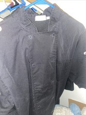 Chef Works Black Short Sleeve Double Breasted Chef Coat Size Medium