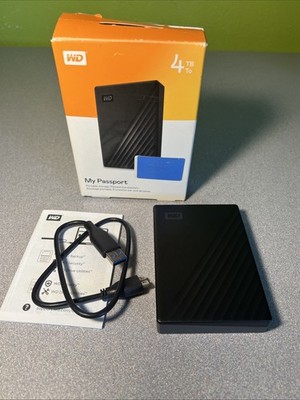 WD My Passport 4TB External USB 3.0 Portable Hard Drive - Black WDBPKJ0040BBK